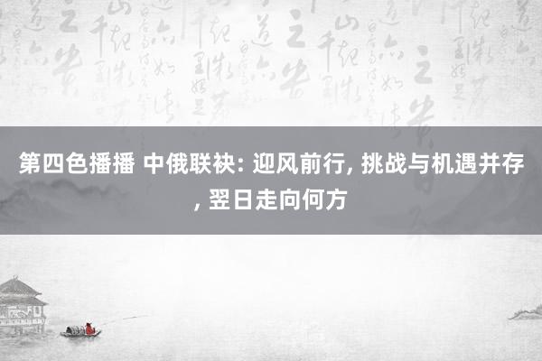 第四色播播 中俄联袂: 迎风前行， 挑战与机遇并存， 翌日走向何方