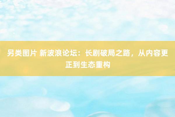 另类图片 新波浪论坛：长剧破局之路，从内容更正到生态重构